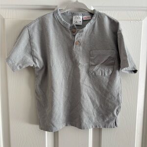 Zara Light Gray Kids Tee with Button Detail